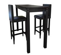 LKJVFCPW Set di tavolo da bar e 2 sgabelli da bar, mobili da sala da pranzo con piano in legno MDF e sedie imbottite in ecopelle, altezza bancone per la colazione per piccola cucina