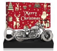 LKKCHER Apribottiglie Moto, Regalo di Natale per Uomini Papà Amico, Birra Regali Con Confezione e Biglietto - Argento