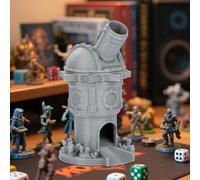 LKKCHER DESIGN Torre di dadi di cannone, rullo di dadi in resina in stile militare con vassoi, accessorio da gioco da tavolo Steampunk, torre di rotolamento D&D, trono di dadi portatile, regalo per