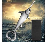 LKKCHER Idea regalo per pescatori, pesce spada, apribottiglie pesce, idea regalo per pescatori, regalo per la festa del papà, regalo di compleanno per pescatori, papà e nonno, argento