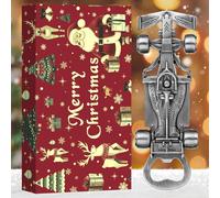 LKKCHER Regali di Natale per auto da corsa, apribottiglie, regalo di Natale per uomini, papà, marito, fidanzato, auto da corsa, argento con confezione di Natale e biglietto di Natale