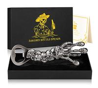 LKKCHER Regalo a forma di teschio: apribottiglie a forma di scheletro, regalo per padri per uomini, papà, mariti; apribottiglie gotico argento scuro da collezionista