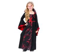 LKOIVNED Costume Halloween Ragazza Gothic Princess, Victorian Queen Costume Vampira Bambina, Medievale Vestito Vampiro Bambino per Halloween Dress Up Party Giochi di Ruolo Cosplay (130)