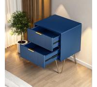 LKPOMI Comodino con 2 cassetti, comodino con piedini in metallo, per soggiorno, camera da letto, comodino, blu scuro e oro, 40 x 35,5 x 50 cm (blu scuro, 40 x 35,5 x 50 cm)