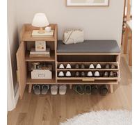 LKPOMI Scarpiera con panchina, scarpiera con vano portaoggetti, cuscino imbottito e 2 scomparti chiusi, 100 x 30 x 69,5 cm, per ingresso corridoio
