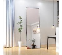LKPOMI Specchio da Piede Rettangolare 165 x 60 cm Telaio in Lega di Alluminio Specchio a Piedi, Specchio Piena Lunghezza con Supporto, Grande Specchio da Parete in Camera da Letto, Spogliatoio