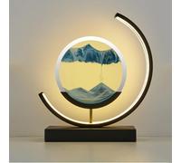 LKQTNDA BlackFrame-Blue - Pittura di sabbia 3D con luce notturna a LED, cornice pieghevole, lampada di immagine rotonda in 3D, per ufficio, decorazione e soggiorno, regalo