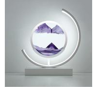 LKQTNDA Immagine di Sabbia in Movimento con Luce, Luce di Sabbia in 3 Colori con Supporto, Lampada di Sabbia Rotonda 3D, per scrivania, Camera da Letto, Soggiorno e Ufficio,WhiteFrame-Purple