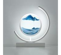 LKQTNDA Immagine di Sabbia in Movimento con Luce, Luce di Sabbia in 3 Colori con Supporto, Lampada di Sabbia Rotonda 3D, per scrivania, Camera da Letto, Soggiorno e Ufficio,WhiteFrame-Blue