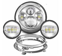LKRGBXA Faro Motocicletta Faro Anteriore LED 7 Pollici Moto Sorpasso Ausiliaria 4-1/2" 4.5 Pour Touring Pour Electra Pour Glide(Chrome Set NO DRL)