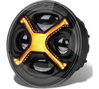 LKRGBXA Faro Motocicletta Faro Anteriore LED Moto 5-3/4" 5.75" Fari Rotondi Ambrati Abbaglianti Bianchi DRL