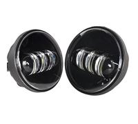 LKRGBXA Faro Motocicletta Svolta Ausiliaria LED Rotonda 4.5 Pollici Moto Anello Halo DRL Impermeabile 30 W 4 1/2(A Black no DRL)