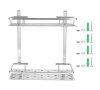 LKRPOUTYR Space Aluminum Bathroom Shelf, Rust - Proof Shower Storage Organizer, Two - Layer Rack with Drainage Holes, Includes Support Frame and Screws for Bathroom Kitchen Bedroom