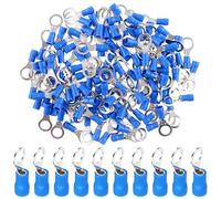 LKRXW 100 Pezzi Connettori Terminali ad Anello in Rame M10 Connettori Elettrici Occhiello Anello 10,5mm Capicorda Elettrici Morsetti Isolati Crimpare Cavi Fil 1,5-2,5 mm² 16-14 AWG Blu