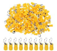 LKRXW 100 Pezzi Connettori Terminali ad Anello Rame M5 Capicorda Occhiello | Connettori Elettrici Capicorda ad Occhiello Anello RV 5,3mm Morsetti Isolati Crimpare Cavi Fil 4,0-6,0 mm² 12-10 AWG Giallo