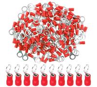 LKRXW 100 Pezzi Connettori Terminali ad Anello Rame M5 Capicorda Occhiello | Connettori Elettrici Capicorda ad Occhiello Anello RV 5,3mm Morsetti Isolati Crimpare Cavi Fil 0,5-1,5 mm² 22-16 AWG Rosso