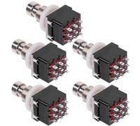 LKRXW 5 Pezzi 3PDT 9Pin Interruttore per Pedale Effetti Chitarra Stomp True Bypass Commutatore Interruttore a Pulsante Bloccaggio Effetto Pedale Switch Nero AC 250V/3A 125V/6A