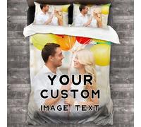 LKSCUDIY Copripiumino Personalizzato con Foto,Set Matrimoniale Copripiumino con federe stampa digitale Personalizzata,Colore personalizzabile,Regalo per compleanno,San valentino,anniversario