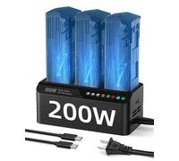 LKTOP Hub di ricarica della batteria da 200 W Caricabatterie a tre vie per batteria di volo intelligente DJI Mavic serie 3, DJI RC Pro Plus/RC Pro/RC/RC 2/N1/N2 telecomando, hub di ricarica