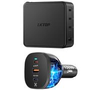 LKTOP Kit caricabatterie specifico per drone Ricarica super veloce 100 W USB-C/A Adattatore di alimentazione+caricabatteria da auto da 130 W per DJI Mavic 4 Pro/Mavic 3/Air 3/Mini/Avata/Flip/Neo Drone