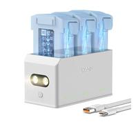 LKTOP Mini 5 Pro/4 Pro/3 Pro/3 Pro/3 Hub di ricarica della batteria 37 W caricabatterie rapido USB-C per DJI Mini 5/4/3 Series Batteria/Plus, accessori per droni SKYROVER X1, luci LED di archiviazione