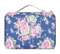 LKUREASDR Portapenne stampato, cancelleria multistrato in pelle PU con 252 slot, materiale artistico portatile con cinturino per uso domestico scolastico, elegante (Rose flower on blue background)