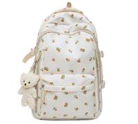 Lkvent lavoro Grazioso Zaino Floreale Con Ciondolo A Forma Di Orso, Grazioso Zaino Da Campus, Preppy For Laptop Con Stampa Di Ciliegie Ritorno a scuola(Oranje)