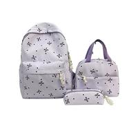 Lkvent lavoro Zaino con fiocco e nodo, set da 3 pezzi, grazioso zainetto, borsa for laptop preppy, borsa a tracolla da viaggio alla moda, regalo carino adatto for le donne Ritorno a scuola(Lila)