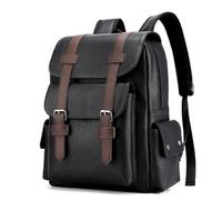 Lkvent lavoro Zaino da uomo in pelle PU, alla moda, borsa da lavoro for computer, tempo libero, viaggio, scuola, semplice, grande capacità, impermeabile Ritorno a scuola(Svart)