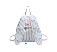 Lkvent lavoro Zaino scolastico a righe con coulisse, applicazioni a stella e orecchie da coniglio, zaino kawaii carino, grande capacità Ritorno a scuola(Kaki)