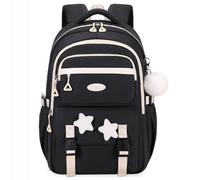 Lkvent lavoro Zaino scolastico carino e spazioso con decorazione a stella for adolescenti, studenti delle scuole primarie e secondarie, incluso un astuccio coordinato Ritorno a scuola(Svart,1pcs)