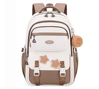 Lkvent lavoro Zaino scolastico carino e spazioso con decorazione a stella for adolescenti, studenti delle scuole primarie e secondarie, incluso un astuccio coordinato Ritorno a scuola(Bruin,2pcs)