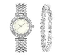 Lkvent orologio Bracciale con orologio da donna e gioielli di moda con cristallo di rubino, regalo for donne speciali nella vita moderno(Silver)