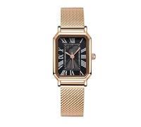 Lkvent orologio Orologio da donna al quarzo con quadrante quadrato classico e cinturino in maglia intrecciata con numeri romani. Un regalo di lusso leggero, adatto alle donne. moderno(Svart)