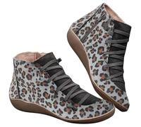Lkvent stivali Stivali da donna con supporto plantare, comodi stivaletti corti con zeppa alla caviglia, in pelle, impermeabili, slip-on, for autunno e primavera Invernali(Gris,39)