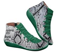 Lkvent stivali Stivali da donna con supporto plantare, comodi stivaletti corti con zeppa alla caviglia, in pelle, impermeabili, slip-on, for autunno e primavera Invernali(Groen,37)