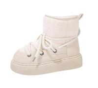 Lkvent stivali Stivali da neve caldi invernali da donna, comodi stivaletti da donna foderati in pelliccia, stivali da trekking antiscivolo for donna Invernali(Beige,35)