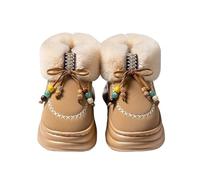 Lkvent stivali Stivali da neve classici da donna con plateau e frange, stivali alla moda con fiocco a farfalla e antiscivolo Invernali(Kaki,35)