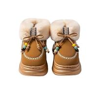 Lkvent stivali Stivali da neve classici da donna con plateau e frange, stivali alla moda con fiocco a farfalla e antiscivolo Invernali(Bruin,38)