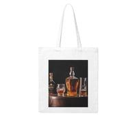 LKVNSWERT Borsa a tracolla in tela con carlino nero carino per le donne borse per la spesa riutilizzabili borsa a tracolla, Foto di birra whisky, Taglia unica