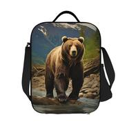 LKVNSWERT Borsa termica per il pranzo per donne e uomini, con orso marrone, a prova di perdite, contenitore per il pranzo per lavoro, viaggi all'aperto