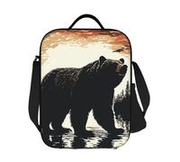 LKVNSWERT Borsa termica per il pranzo per donne e uomini, con silhouette di orso, a prova di perdite, contenitore per il pranzo per lavoro, viaggi all'aperto