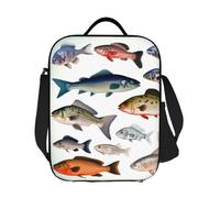 LKVNSWERT Borsa termica per il pranzo per donne e uomini, diversi tipi di pesce, a prova di perdite, contenitore per il pranzo per lavoro, viaggi all'aperto