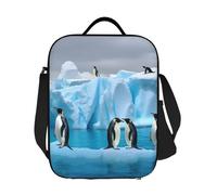 LKVNSWERT Borsa termica per il pranzo, per donne e uomini, pinguini sull'iceberg, a prova di perdite, contenitore per il pranzo per lavoro, viaggi all'aperto
