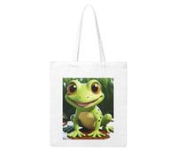 LKVNSWERT Borsa tote in tela con bulldog inglese, da donna, borsa per la spesa e la spesa, riutilizzabile, borsa a tracolla, Graziosa rana, Taglia unica