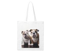 LKVNSWERT Borsa tote in tela con giraffa per le donne borse della spesa borse per la spesa riutilizzabile a tracolla borsa a mano, Due simpatici cani Bulldog, Taglia unica