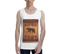 LKVNSWERT Canottiera da uomo estiva in cotone, senza maniche, con orso, per allenamento, palestra, bianco, L