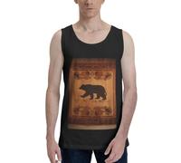 LKVNSWERT Canottiera da uomo estiva in cotone, senza maniche, con orso, per allenamento, palestra, nero, L