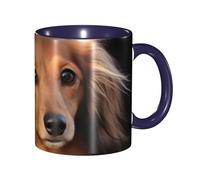 LKVNSWERT Tazza da caffè in porcellana da 325 ml, con manico, bassotto a pelo lungo, tazza da caffè per ufficio e casa, tazza per tè e latte, colorata all'interno in ceramica per uomini e donne amanti