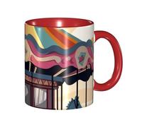 LKVNSWERT Tazza da caffè in porcellana da 325 ml, con manico, carosello per ufficio e casa, tazza per tè e latte, colorata all'interno in ceramica, per uomini e donne, amanti della tazza
